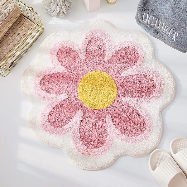 Luistamaton, imukykyinen, kukkakuvioinen kylpyhuoneen matto - Pehmeä suihkumatto (60*60cm)
