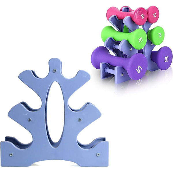 Blågrå hantelställ, triangulärt hantelställ, multifunktionellt hantelställ, bärbart hantelställ, vertikalt plastställ för gym och styrketräning