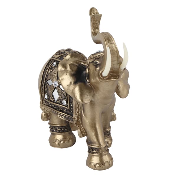 Gullfarget Elegant Elefant Statue Ornament Figur Hjemmekontor Dekor Gave (M)