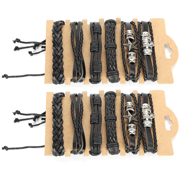 12 stk håndvevde armbånd Vintage håndvevde flerlags delt lær armbånd