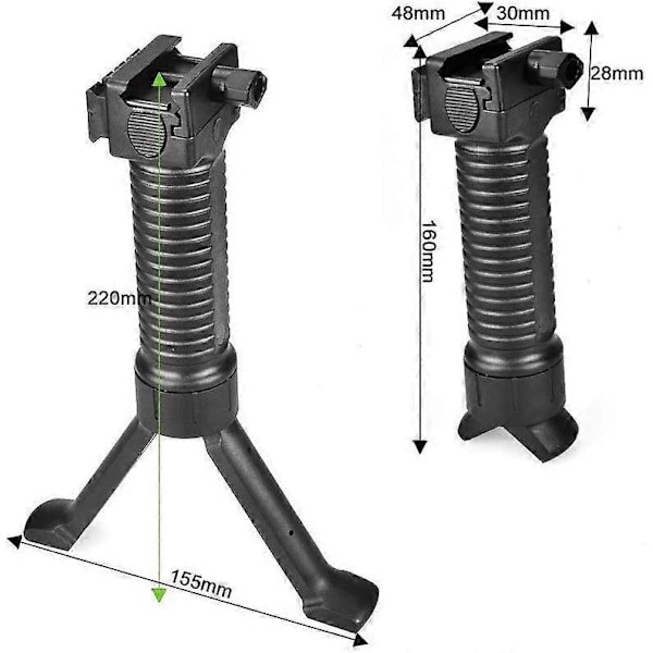Pod Grips Förlängare 20 mm Skena Vertikalt Gevär Framgrepp 2 i 1 Keymod Bipod Fritt Krympbara Skenor Airsoft Grepp för Utomhusskytte Air Picatinny Weav