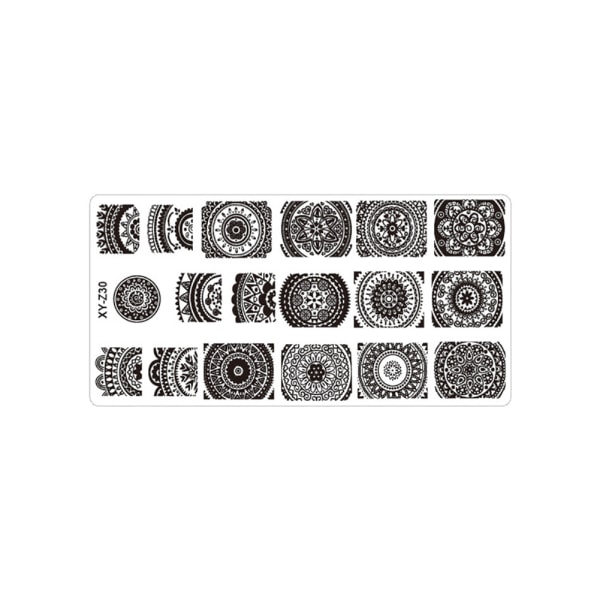 Rustfrit stål rektangel neglekunst stempling plade DIY Manicure Print billedskabelon z30#