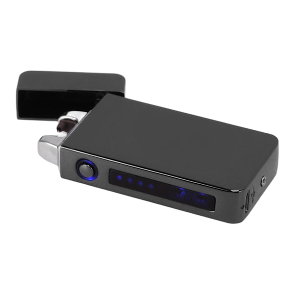 Elektrisk dobbelt buel lighter genopladelig vindsikker flammefri 220mAh aluminiumlegering USB lighter sort