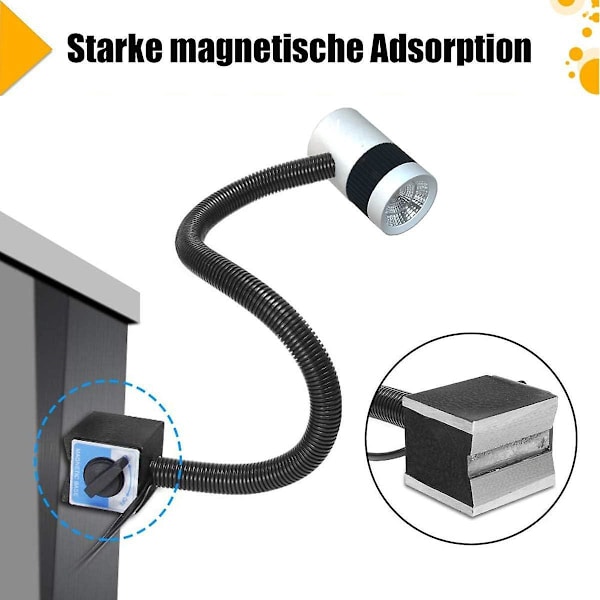 6 W LED-työvalaisin magneettisella pohjalla ja joustavalla hanhenkaulalla CNC-, jyrsintä-, poraus- ja ompelukoneisiin