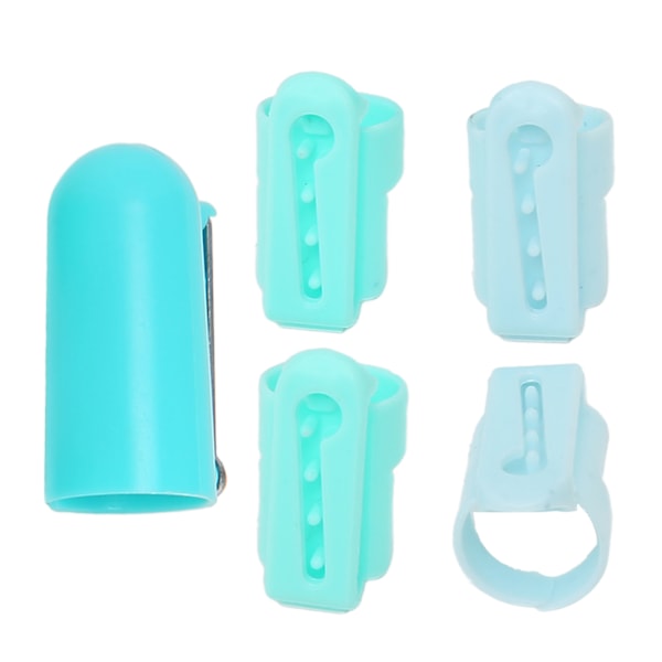 5 st Plastgarnguide Justerbar öppningsfingerhållare Garnguide separerad för stickning Grön Blå
