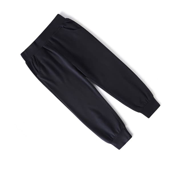 Børne-joggingbukser med elastik i taljen, åndbare, moderigtige, tilspidsede bomulds-joggingbukser til drenge og piger på 120 cm til 130 cm, sorte