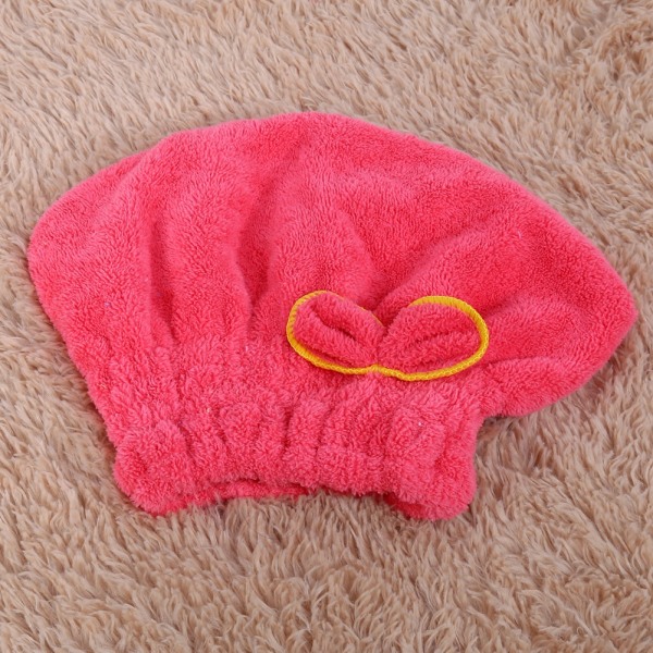 Nopeasti kuivuva Bath Tower Cap Pehmeä Coral Velvet Bowknot Hat Cap(vesimeloninpunainen)