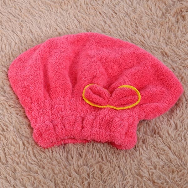 Snabb Snabbtorkande Badhandduk Hatt Mössa Mjuk Korall Sammet Rosett Hatt Duschmössa (vattenmelonröd)