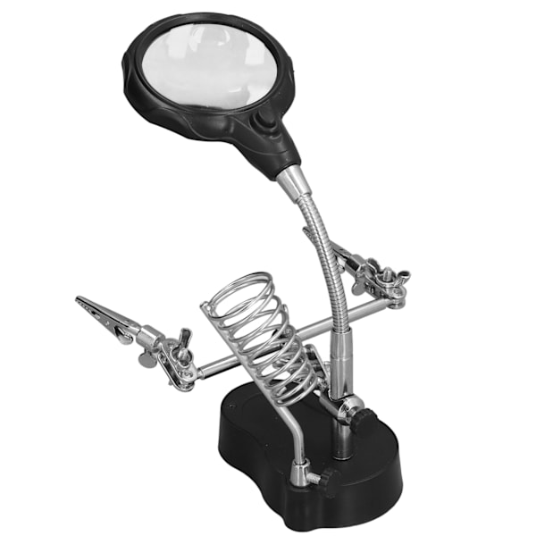 Loddestation Forstørrelsesglas Hjælpeklemme Stativ Desktop Forstørrelsesglas til Små Genstande Miniaturer Projekter