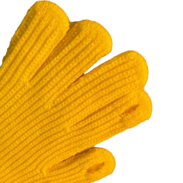 Vinterhansker 2 Finger Eksponert Design Akryl Fleece Ren Farge Lange Vinterstrikkede Hansker for Utendørs Innendørs Gul