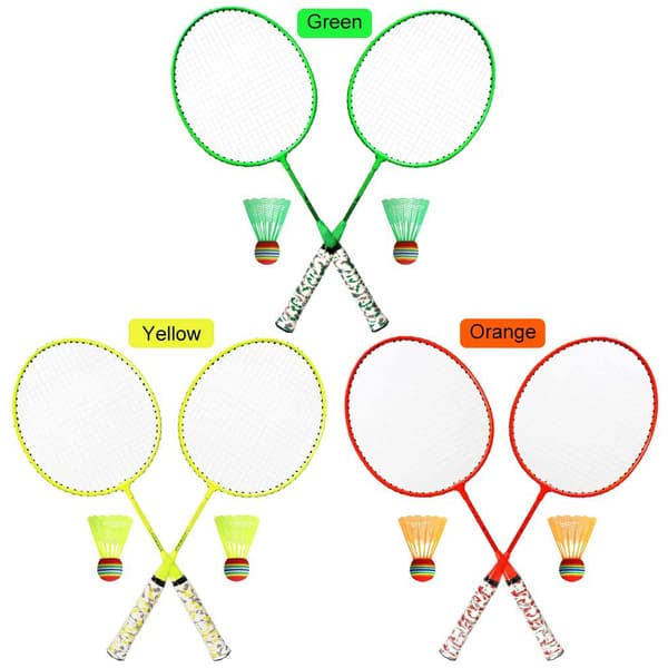 1 Par Barn Badmintonracket Ferroalloy Barn Badmintonracket med Bollar Träningsracketar
