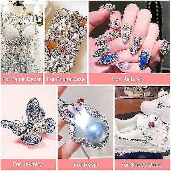 Rhinestones kompatible med håndverk, 4000 Rhinestones 2 stk 25 ml Lim kompatibelt med Rhinestones, 1 Vokspenn kompatibel med Rhinestone