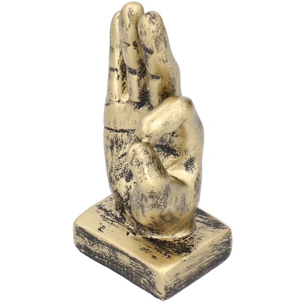 Harpiks Finger Statue OK Gest Skulptur Skrivebordsornamenter Hjem Retro Dekorasjon Messing Farge