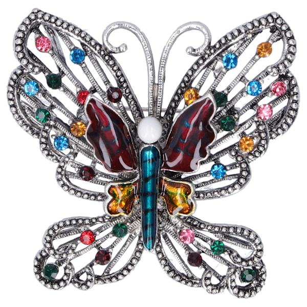 Brosch Pin Diamante ihålig fjärilsmönster Slipstift Kavajnålar Fest Corsage Tillbehör Färgglada