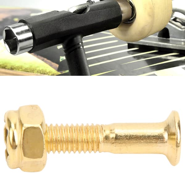 MS3301-8 Aluminiumlegering Profesjonell Holdbar 25mm Skateboardspiker med Muttertilbehør Gylden