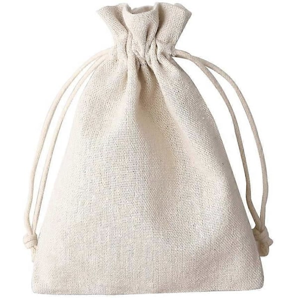 12 kpl Puuvillaisia kiristysnyörillisiä pusseja, 13 x 18 cm Uudelleenkäytettäviä juuttipusseja lahjapussi kiristysnyörillä koruille, meikeille, kolikoille, mausteille, askarteluille (Beige)