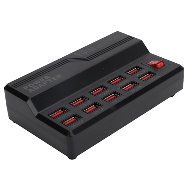 USB Smart Lader 10-Porter 12A Hurtiglading Stasjon Strømkabel Strimmel Plugg Dock Blokk 100-240V US Plugg