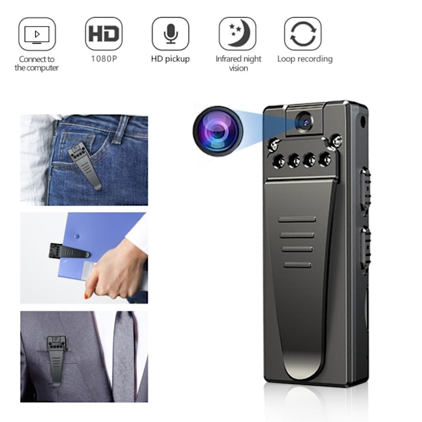 Mini-kamera 1080P takaklipsi videonauhuri kevyt kannettava urheilukamera