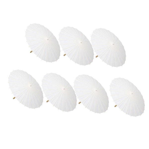 7 stk. Papirparasol Bryllupsparaply Festartikler Bambusparaplyer 84 cm