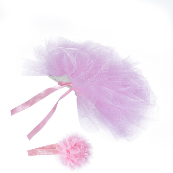 Nyfödd flicka babyfotografering rekvisita kjol klänning pannband fotografering tillbehör ljusrosa