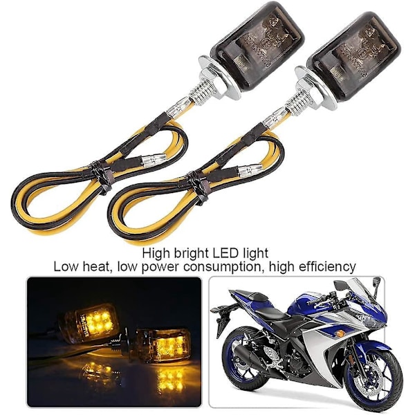 4 st Universal Motorcykel Mini LED Blinkers Auto Tillbehör, Svart,