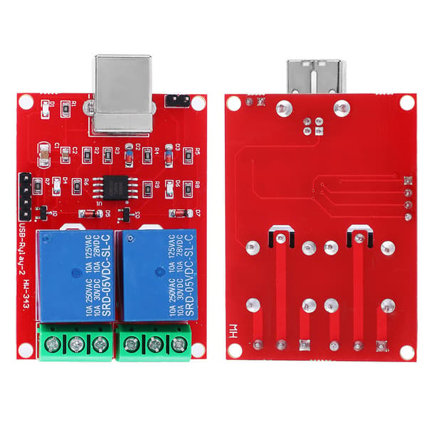 5V USB kontrollbryter 2-kanals relémodul Datamaskin PC intelligent kontrollbryter USB kontrollbryter-rød-1 stk