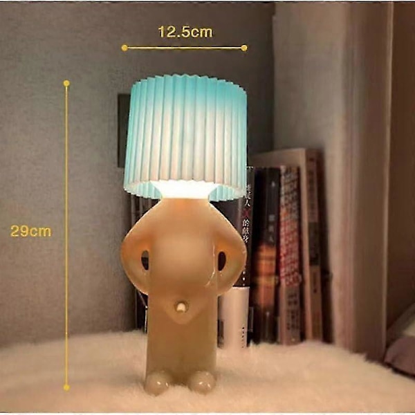 En Lidt Genert Mand Kreativ Lampe, Lille Fræk Dreng Bordlampe, Genert Mand Lampe, Sengelampe, Boligindretning Nyhedsgave - GSL Blå