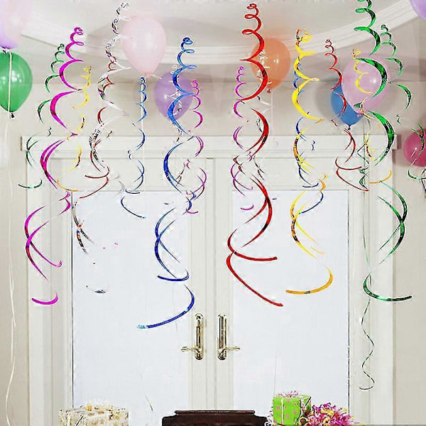 12 Stykker Festlig Fødselsdag Jule Charm Spiral PVC Ornament Træk Blomst Vindue Korridor Loft Arrangement
