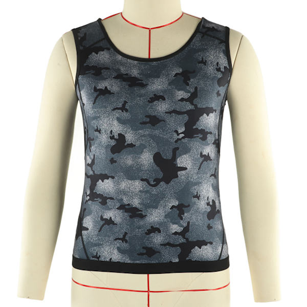 Herre Sauna Sweat Vest Heat Trapping Slankende Talje Trainer Camouflage Print Body Shaper Tank Top L XL Str.
