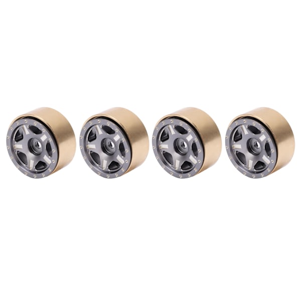 4 stk. RC Bead Lock Hubs i aluminiumlegering og messing til RC-kjøretøydekk, nav for Axial SCX24 1/24 titanfarge