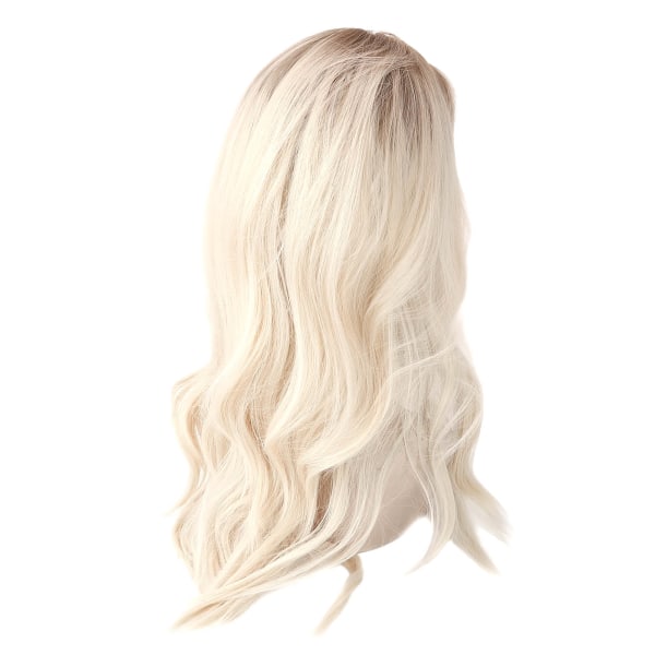 Gradient Blond Brun Lang Krøllet Parykk Dame Varmebestandig Syntetisk Parykk med Bang for Cosplay Party