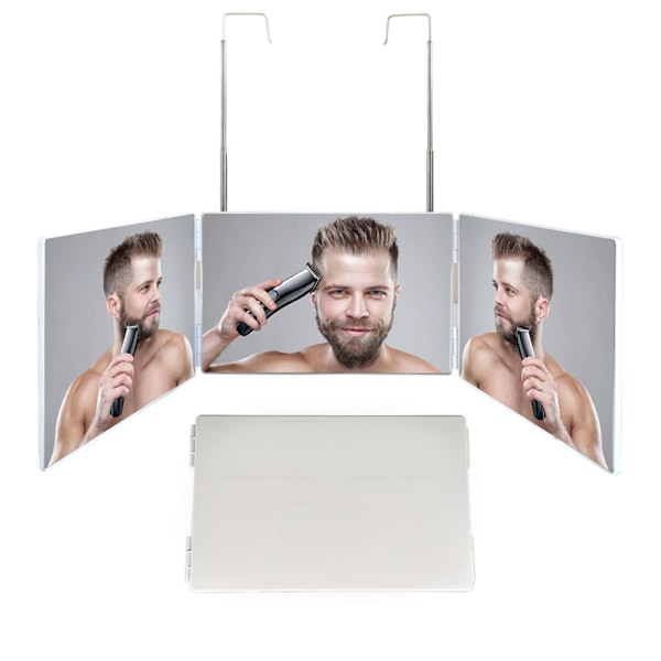 Fällbar 3-vägs spegel smink justerbar trefaldig spegel för självhårskärning och styling DIY frisyrverktyg