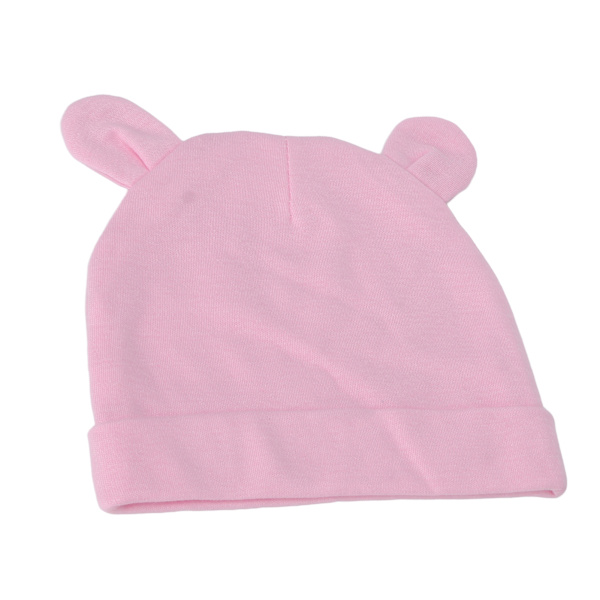 Nyfödd mössa Bomull Hög elasticitet Mjuk hudvänlig Lätt Andas Varm Rosa Söt Björnöra Cap Baby