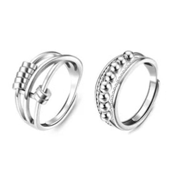 2 kpl etusormusyhdistelmä Unisex Open Multi Circle Rotating Bead -seoskorut Sormen lisävarusteet