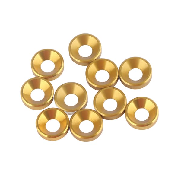 10 st M4 anodiserade försänkta brickor packning aluminiumlegering guld