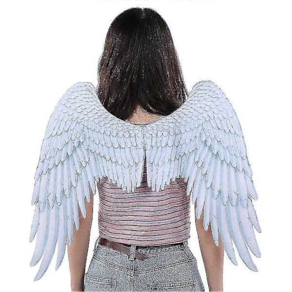 3D Engel Vinger Halloween Kostume Voksen Fe Sort Hvide Vinger Fancy Kjole Fjer Cosplay Prop Hvid