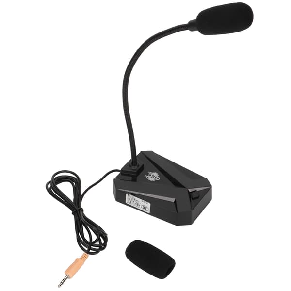 Mikrofon 3,5 mm computer desktop bærbar pc støjreduktion metalslange mikrofon til spil stemme karaoke konference chat løvehoved