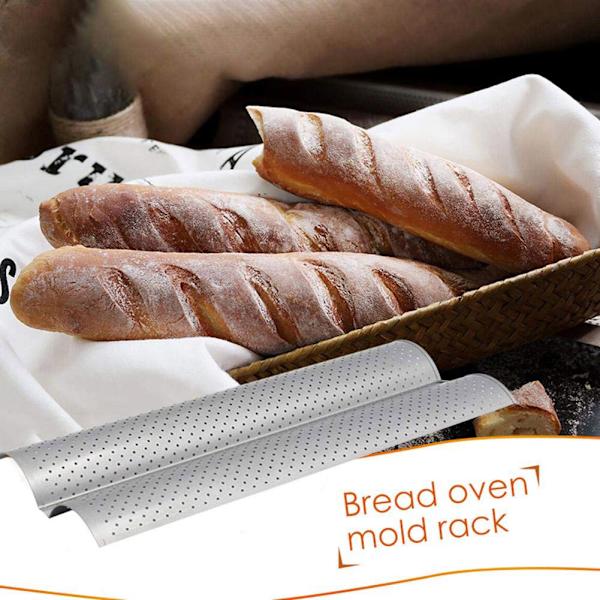 2-spors Baguette Bakebrett Nonstick Brødbakebrett Rustfritt Stål Bakeform
