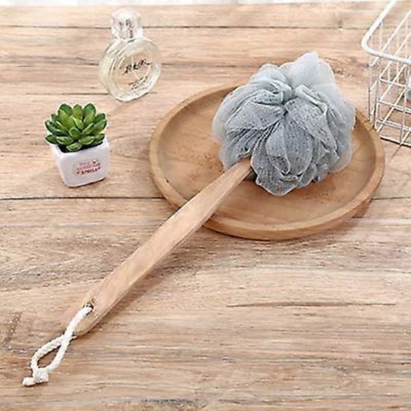 Grå Loofah Rygskrubber til Bad, Badesvamp med Håndtag, PE Bløde Mesh Luffaer, Eksfolierende Luffa til Mænd og Kvinder