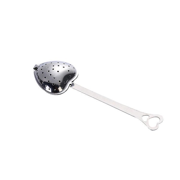 Hjerteformet Teinfuser i Rustfrit Stål med Lang Ske til Løse Blade Te Silning Sølv Mesh Steeper Sæt