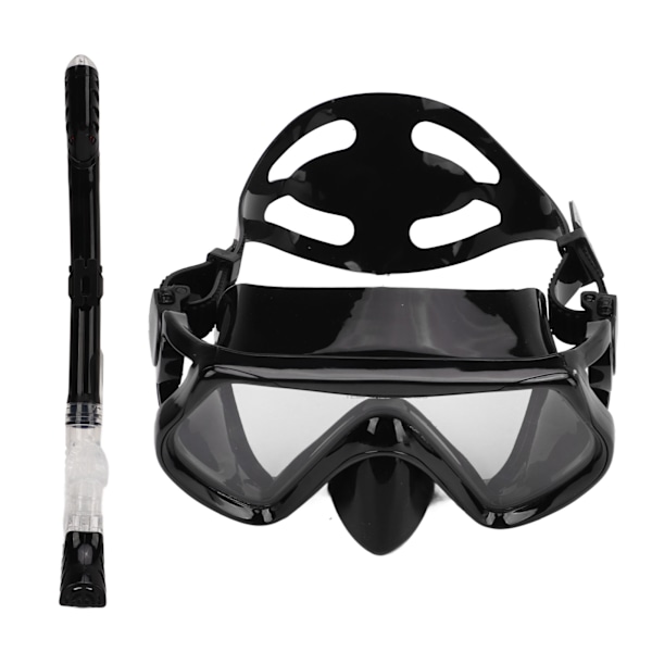 Justerbart snorklesett for voksne, snorkelbrille og pustetube, snorkleutstyr for voksne til svømmetrening, svart
