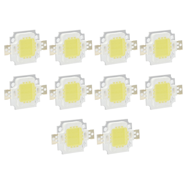 10 STK COB lyskilde 10W /6500K integrert LED-brikke 12V/700mA for DIY-lampetilbehør Rent hvitt lys