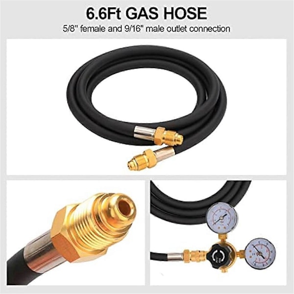 CO2 Regulator Måler Sveise Gassregulator med 2 meter Slange