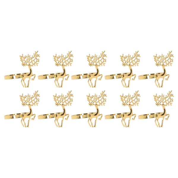 Jule Serviettring Elegant Dekorativ Metall Hjort Serviettring Holder for Bryllupsfest Daglig 10stk Gull