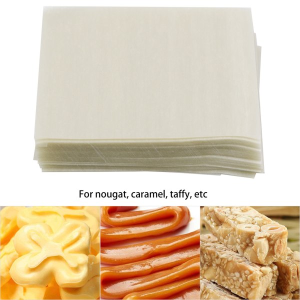 500 stk Nougat-papir Spiselig riswafer-papir Håndlaget godteri-innpakningsark
