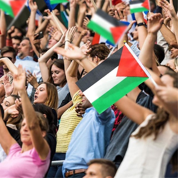 50 st Palestinska flaggor små med pinne, 14X21cm Palestinsk handviftande flagga - Dubbelsidiga fina handhållna flaggor kompatibla med utomhusbruk-B3