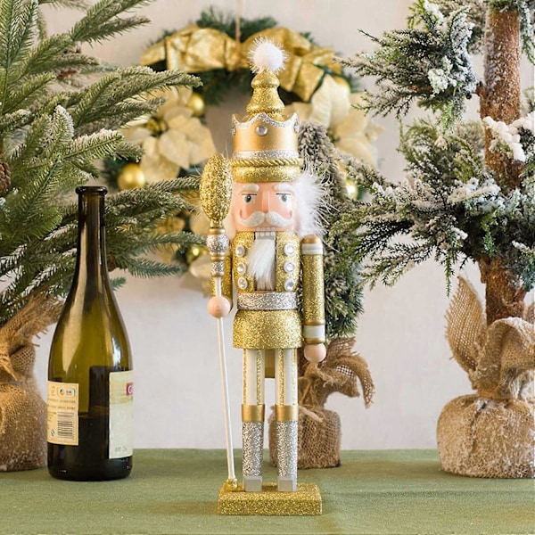 Nötknäpparsoldat 42 cm Trä Nötknäppardocka Juldekorationer Ornament Dockor för Hem Leksak Gåva Vit
