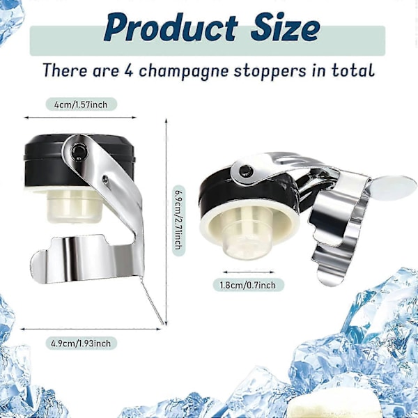 Champagneprop i rustfrit stål 6,88 x 4,9 cm (8 stk.) -CHJR
