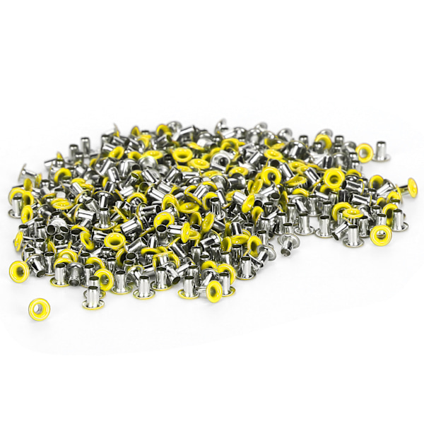 500 st mässingsöljetter 2 mm innerhål färgglada öljetter kit för kläder skor väska DIY hantverk gul