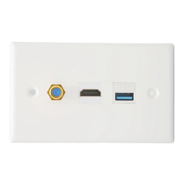 HD Multimedia Interface Ethernet Väggplatta Lödfri HD USB3.0 TV F Typ Väggplatta för Projektor Datorer